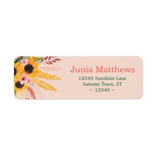 Fall Sunflower Bouquet Return Address Label (Voorkant)