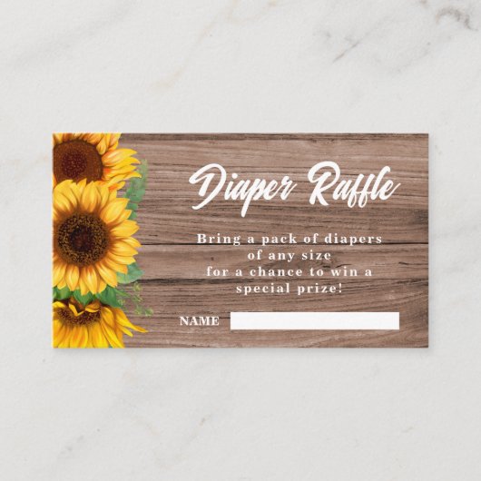 Fall Sunflower | Diaper Rafle| Baby Shower Informatiekaartje (Voorkant)