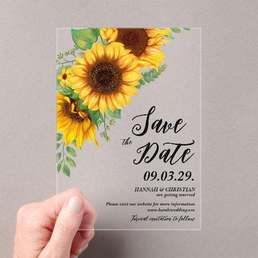 Fall Sunflower Save the date Acryl Uitnodigingen (Insitu (Draagbaar))