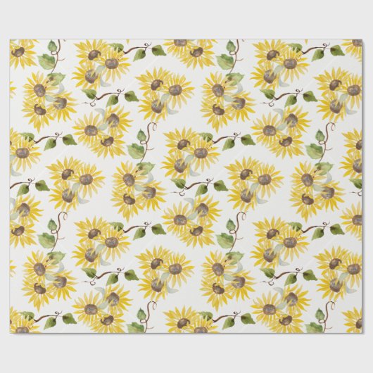 Fall Sunflower Watercolor Wrapping Paper Cadeaupapier (Vlak)