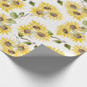 Fall Sunflower Watercolor Wrapping Paper Cadeaupapier (Hoek)