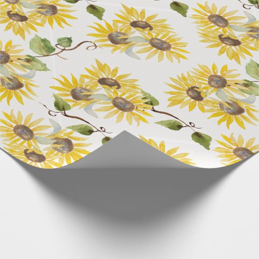 Fall Sunflower Watercolor Wrapping Paper Cadeaupapier (Hoek)