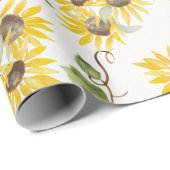 Fall Sunflower Watercolor Wrapping Paper Cadeaupapier (Rol Hoek)