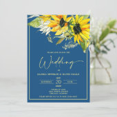 Fall Sunflower Wedding Invitation Kaart (Staand voorkant)