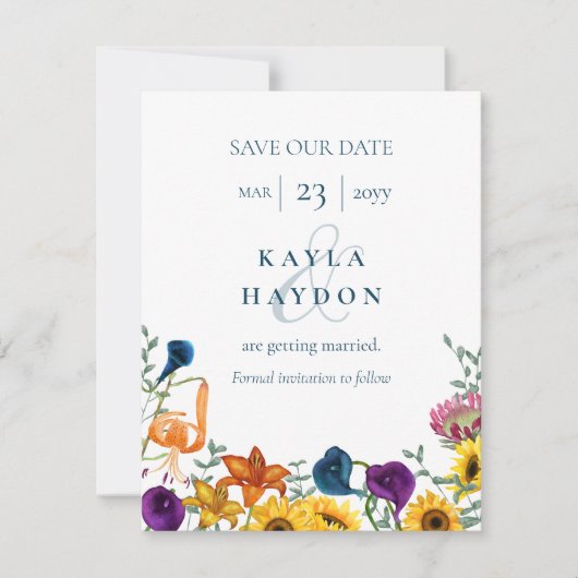 Fall Sunflowers Orange Tiger Lily Navy Calla Lily Kaart (Voorkant)