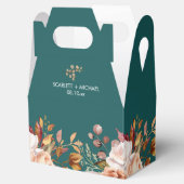 Fall Teal Watercolor Terracotta Floral wedding Bedankdoosjes (Geopend)