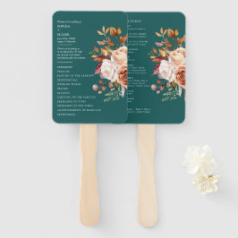 Fall Teal Watercolor Terracotta Floral wedding Handwaaier