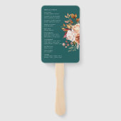 Fall Teal Watercolor Terracotta Floral wedding Handwaaier (Achterkant)