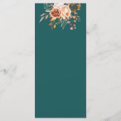 Fall Teal Watercolor Terracotta Floral wedding Menu (Achterkant)