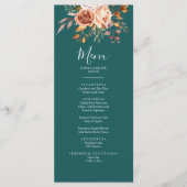 Fall Teal Watercolor Terracotta Floral wedding Menu (Voorkant)