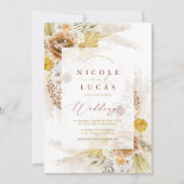 Fall Terracotta Autumn Boho Pampas Grass Wedding Kaart (Voorkant)