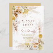 Fall Terracotta Autumn Boho Pampas Grass Wedding Kaart (Voorkant / Achterkant)