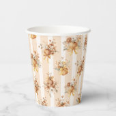 Fall Terracotta Pumpkin Floral Bow Baby Shower Papieren Bekers (Achterkant)