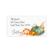 Fall Thanksgiving Orange Pumpkins Leaf Address Etiket (Voorkant)