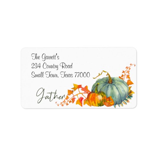 Fall Thanksgiving Orange Pumpkins Leaf Address Etiket (Voorkant)