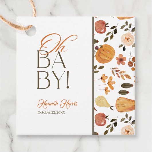Fall Theme Baby Shower  Bedankjes Labels (Voorkant)