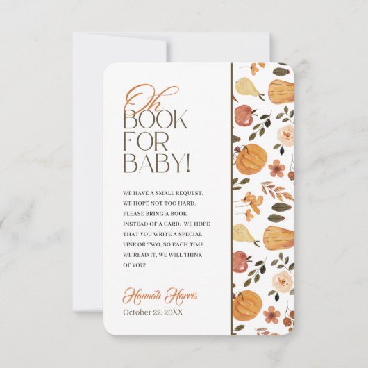 Fall Theme Baby Shower Book Enclosure Card Kaart (Voorkant)