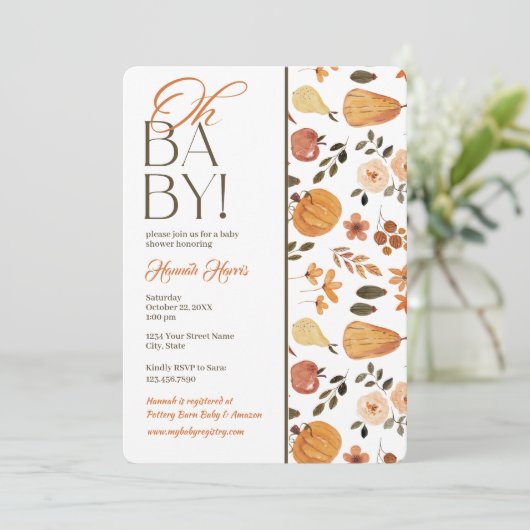 Fall Theme Baby Shower Invitation Kaart (Staand voorkant)