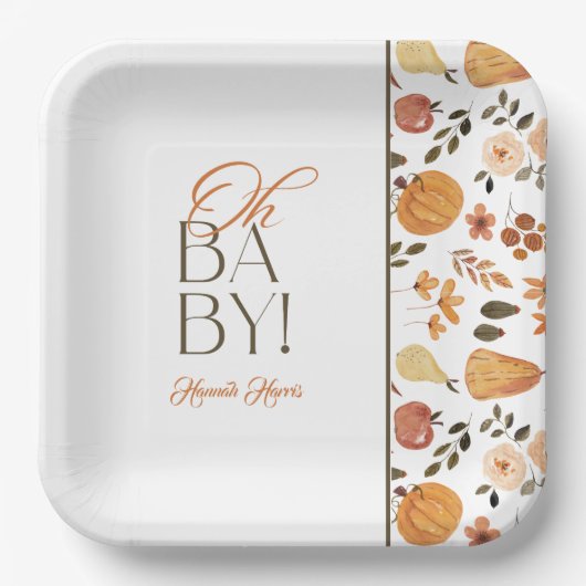 Fall Theme Baby Shower Papieren Bordje (Voorkant)