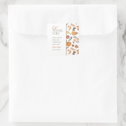 Fall Theme Baby Shower Thank You Sticker (Tas)