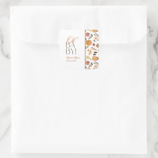 Fall Theme Baby Shower  Vierkante Sticker (Tas)