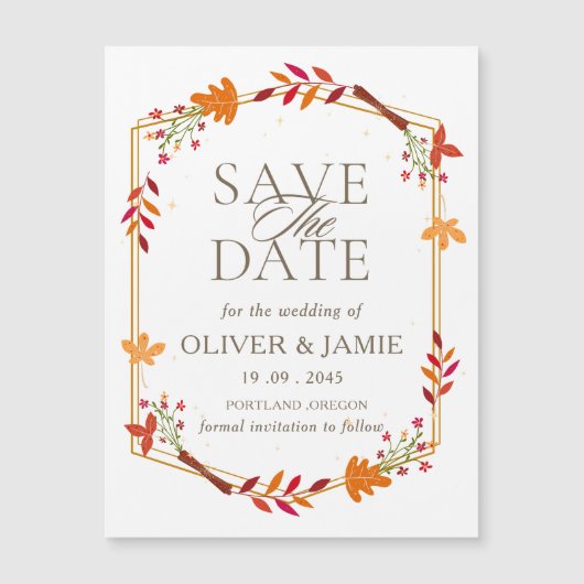 Fall Theme  Wedding Save the Date Magnetic Card (Voorkant)