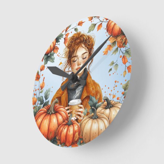 Fall themed Wall Clock Ronde Klok (Hoek)
