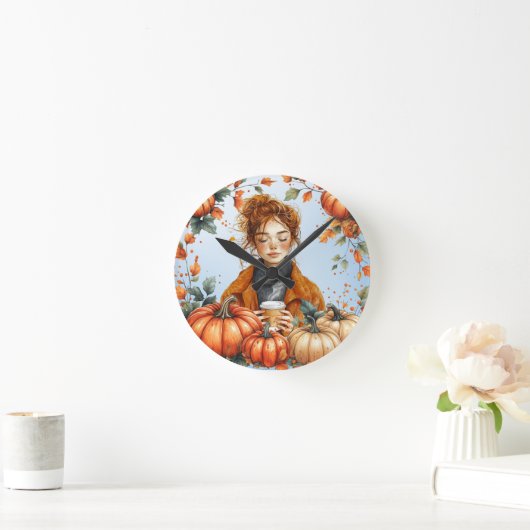 Fall themed Wall Clock Ronde Klok (Huis)