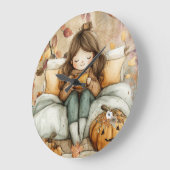 Fall Themed, Warm and Cozy Wall Clock Grote Klok (Hoek)