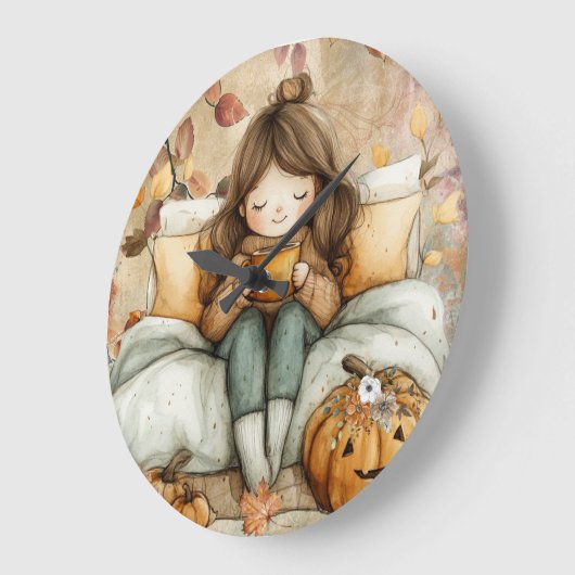 Fall Themed, Warm and Cozy Wall Clock Grote Klok (Hoek)