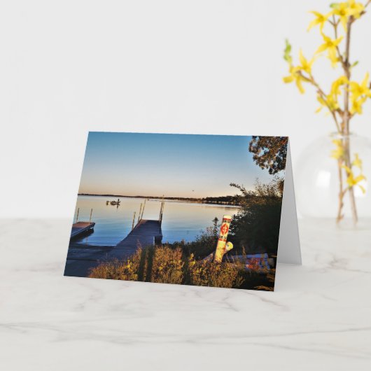 "Fall Upon Green Lake" Verjaardagskaart Kaart (Gele Bloem)