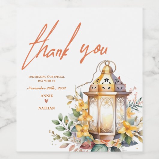 Fall verlaat bruidegom Dank u bruiloftsgunst Wijn Etiket (Enkel label)