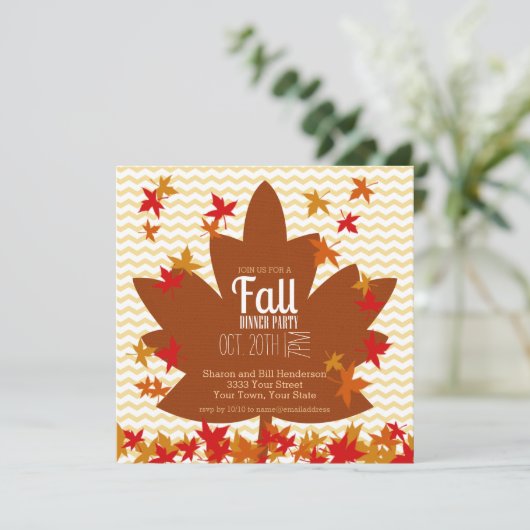 Fall verlaat diner kaart (Staand voorkant)