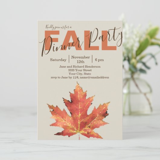 Fall verlaat feestuitnodiging kaart (Staand voorkant)