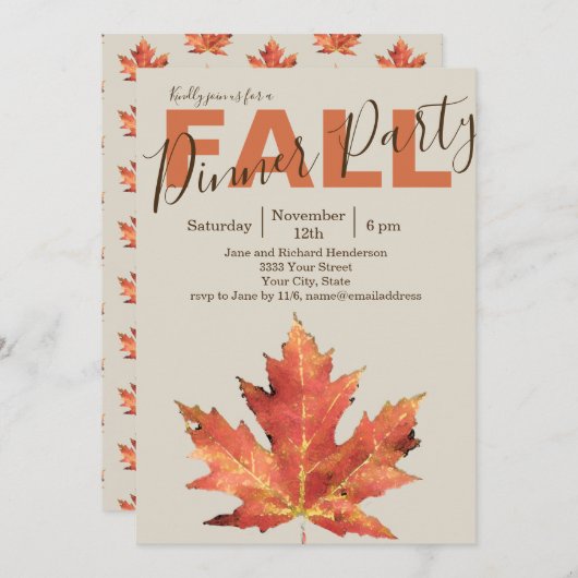 Fall verlaat feestuitnodiging kaart (Voorkant / Achterkant)