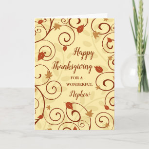 Fall verlaat Happy Thanksgiving-neefje Feestdagen Kaart