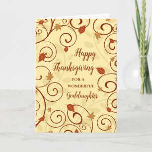 Fall verlaat Happy Thanksgiving-peetdochter Feestdagen Kaart