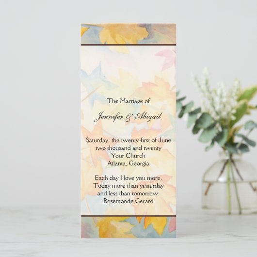 Fall verlaat homohuwelijk programmakaart (Staand voorkant)