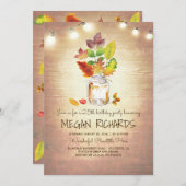 Fall verlaat Mason Jar Rustiek verjaardagsfeestje Kaart (Voorkant / Achterkant)