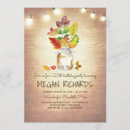 Fall verlaat Mason Jar Rustiek verjaardagsfeestje Kaart