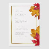 Fall verlaat Rustic Golden Lijst herfstbruiloft Vellum Uitnodigingen (Voorkant)
