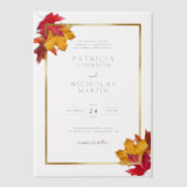 Fall verlaat Rustic Golden Lijst herfstbruiloft Vellum Uitnodigingen (Voorkant)