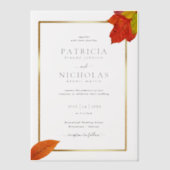 Fall verlaat Rustic Golden Lijst herfstbruiloft Vellum Uitnodigingen (Voorkant)