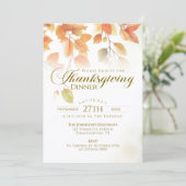 Fall verlaat Rustic Thanksgiving Dinner Kaart (Staand voorkant)