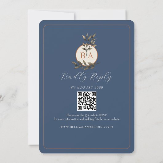 Fall verlaat rustieke terracotta huwelijksuitnodig kaart (Achterkant)