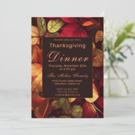 Fall verlaat Thanksgiving Diner Kaart