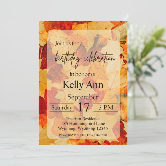 Fall verlaat verjaardagsuitnodiging kaart (Staand voorkant)