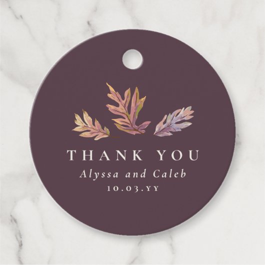Fall vertrekt herfstbruiloft bedankt bedankjes labels (Voorkant)