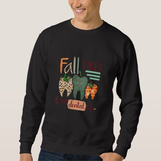 Fall Vibes And That Dental Life Leopard Pumpkin De Trui (Voorkant)