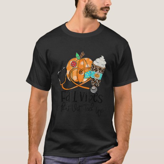 Fall Vibes And Vet Tech Life Pumpkin Leopard Thank T-shirt (Voorkant)